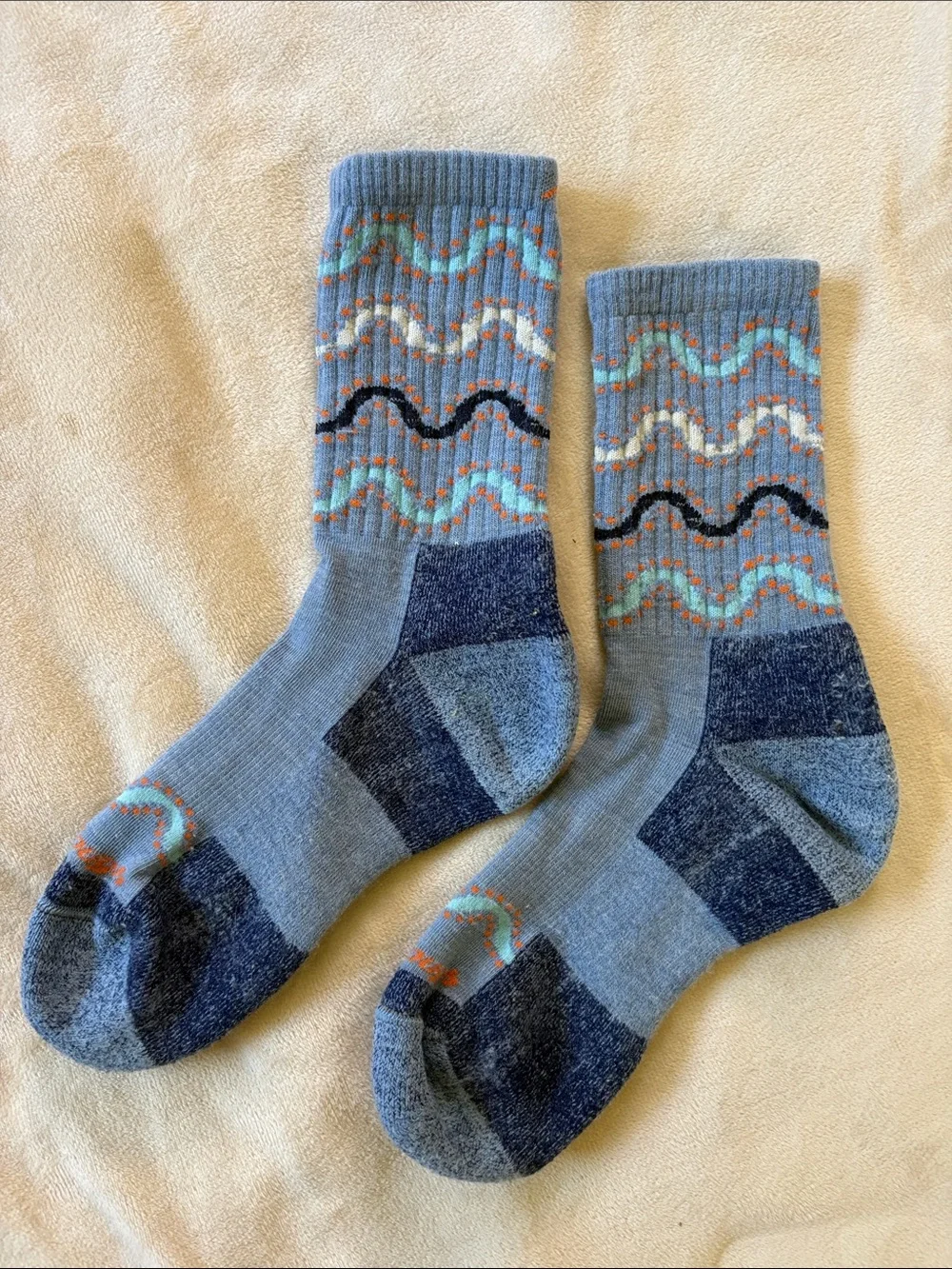 Darn tough  Light Blue Patterned Crew Socks — Comfortable Everyday Wear